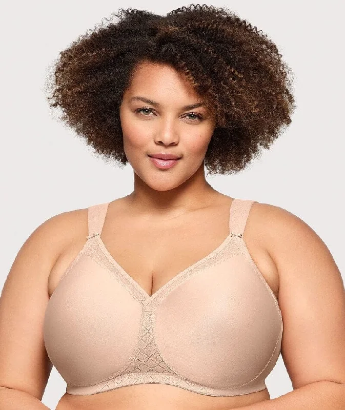 Glamorise Magiclift Seamless Support Wire-Free T-Shirt Bra - Cafe Hooded Caped Shawl Collar