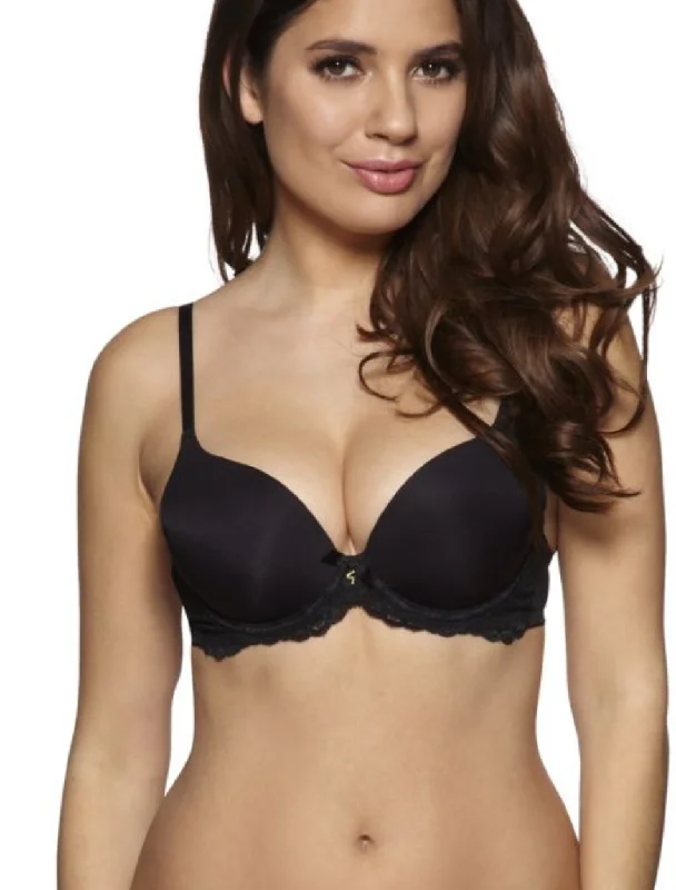 Gossard T-Shirt Bra Underwire Padded Plunge  Bra, Black | Gossard T-Shirt Bra in Black Spandex Blend Rayon Blend Denim Blend