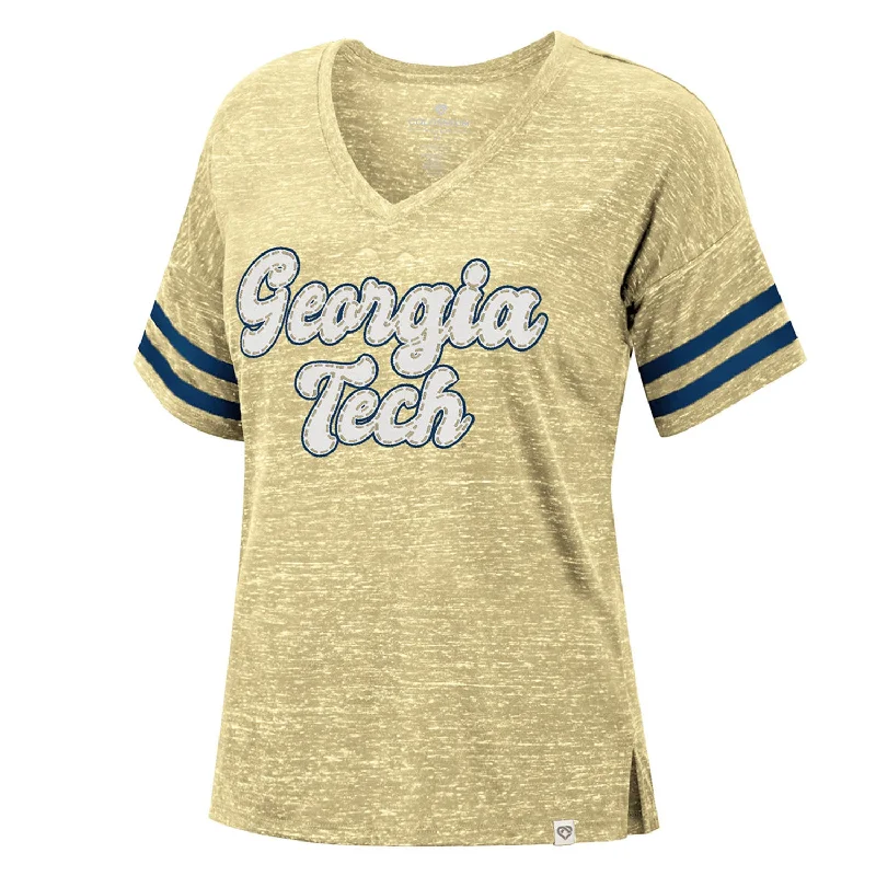 Ladies Georgia Tech Yellow Jackets London T-Shirt Nylon Fabric Polyester Fabric Spandex Fabric