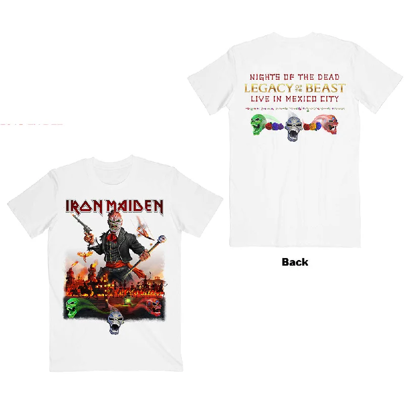 Iron Maiden | Official Band T-Shirt | Legacy of the Beast Live In Mexico City (Back Print) Chenille Blend Fleece Blend Nylon Blend