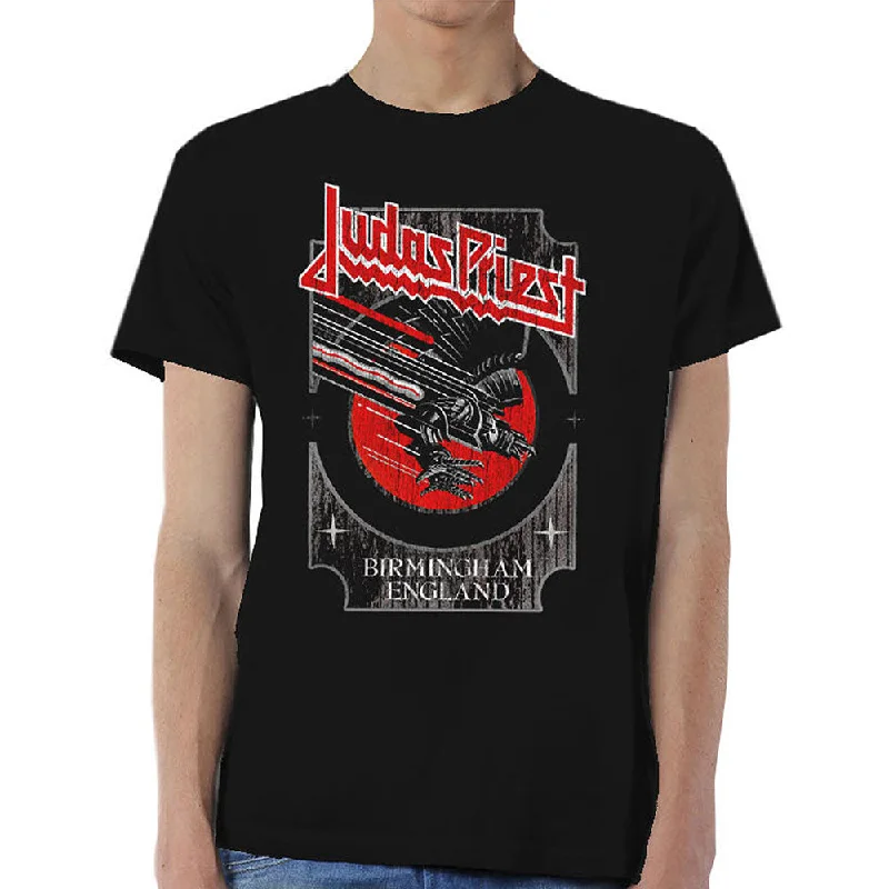 Judas Priest | Official Band T-Shirt | Silver and Red Vengeance Thin T-Shirt Open Front Quick Dry