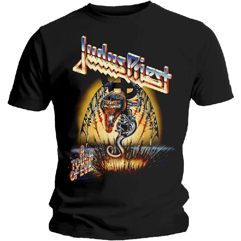 Judas Priest | Official Band T-Shirt | Touch of Evil Graphic T-Shirt Round Neck Polyester