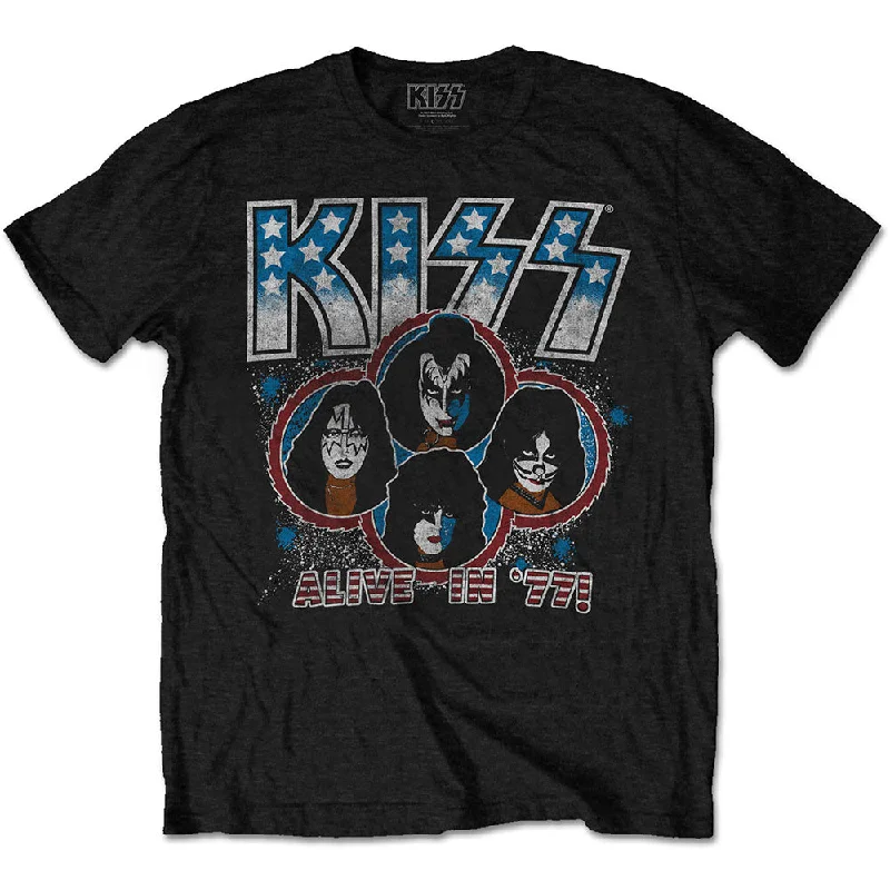 KISS | Official Band T-Shirt | Alive In '77 Rayon Fabric Velvet Fabric Corduroy Fabric