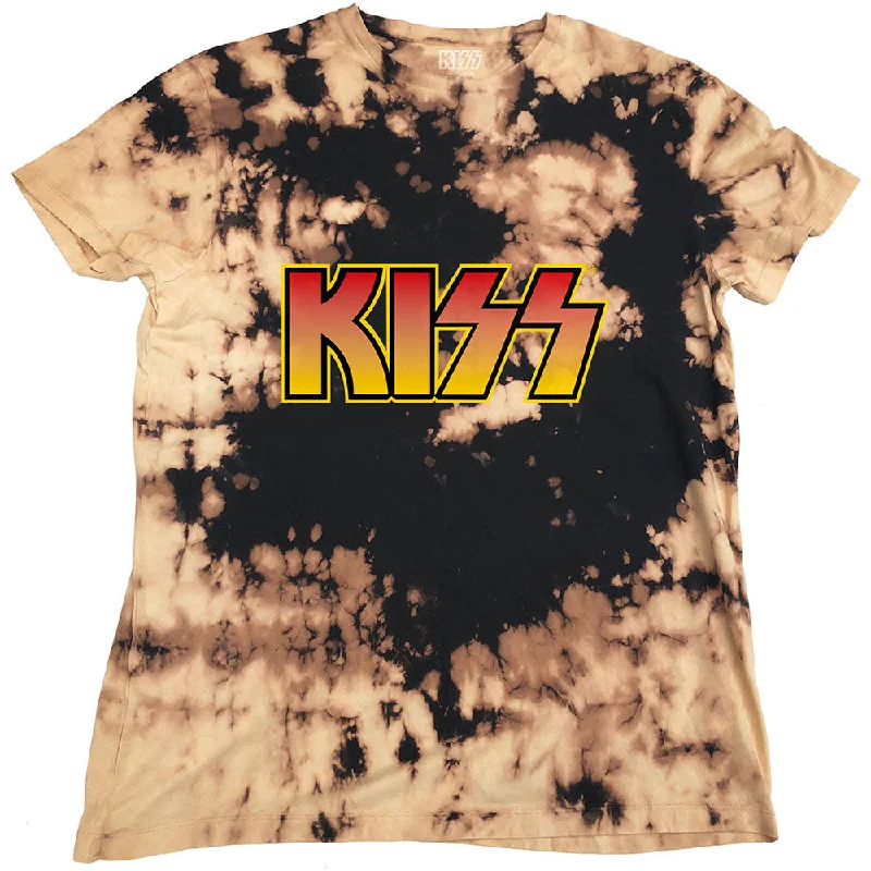 KISS | Official Band T-Shirt | Classic Logo (Dip-Dye) Cotton Fabric Linen Fabric Terry Fabric