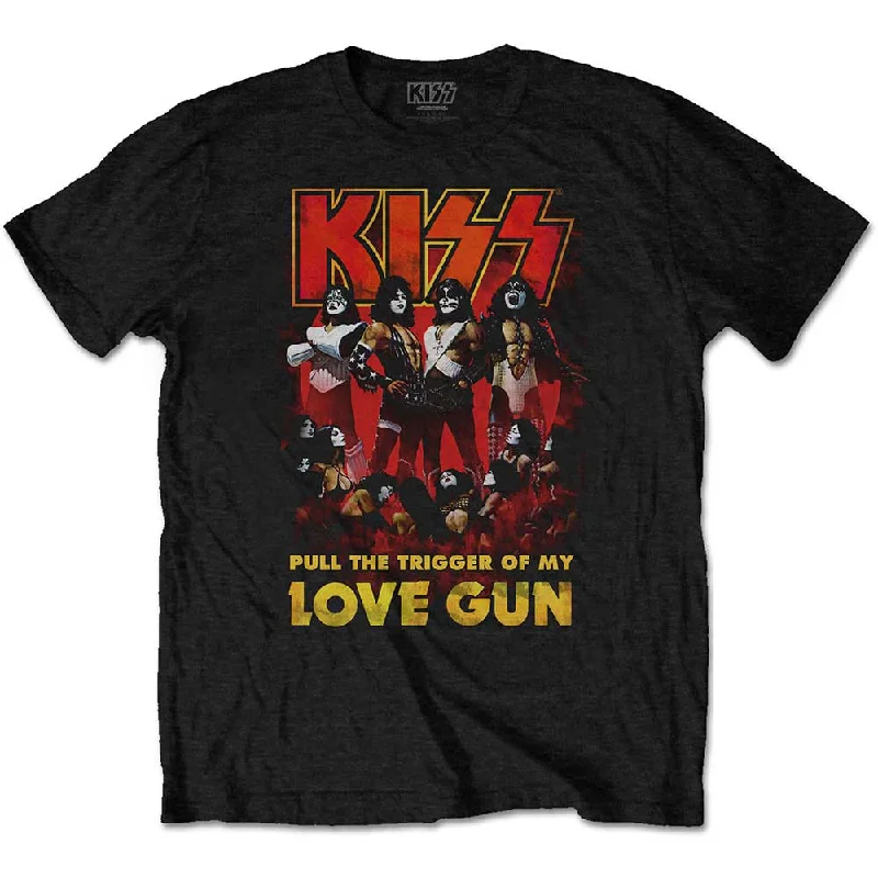 KISS | Official Band T-Shirt | Love Gun Glow Hooded Caped Shawl Collar