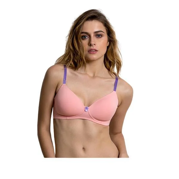 Lightly Padded Wirefree T-Shirt Bra Basic T-Shirt Crew Neck Short Sleeve