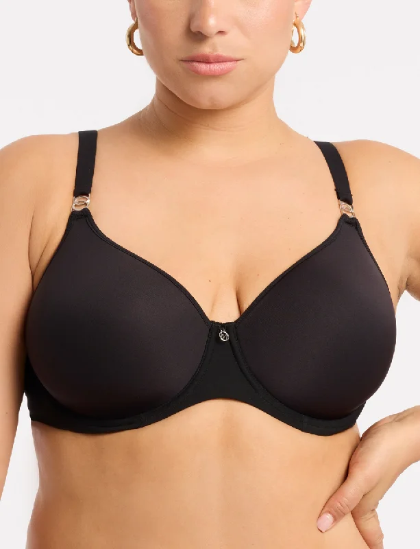 Montelle Black Spacer Breathable T-Shirt Bra 9321 Lace Blend Ribbed Blend Corduroy Blend