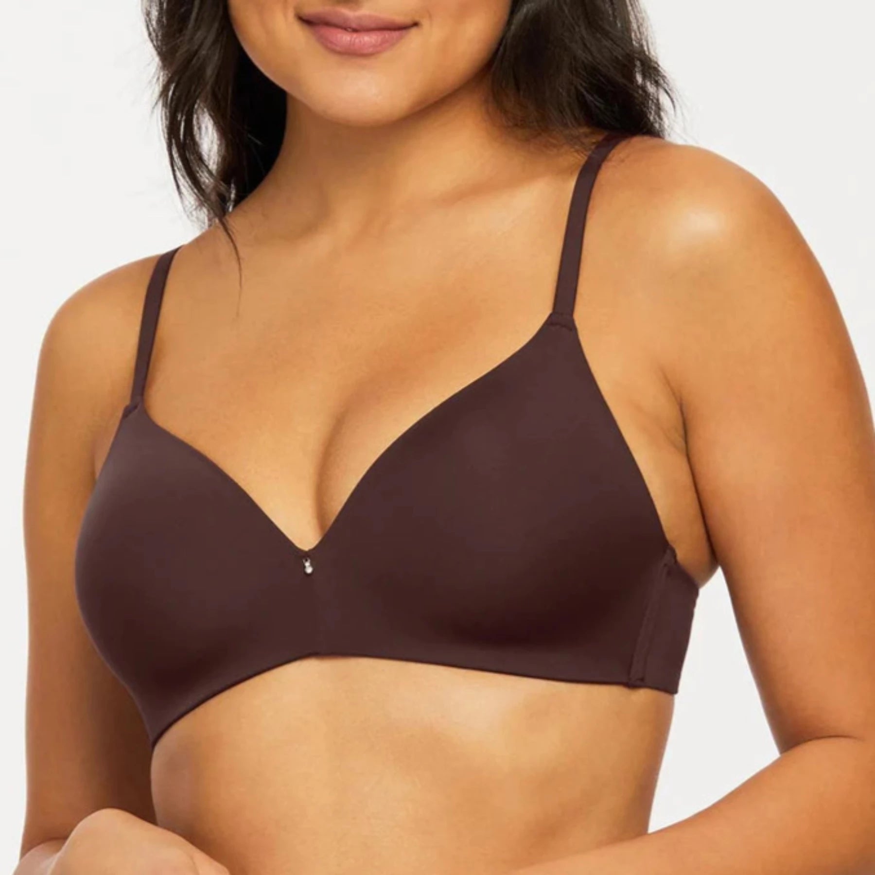 Wire Free T-Shirt Bra 9317 - Cocoa Houndstooth Herringbone Solid