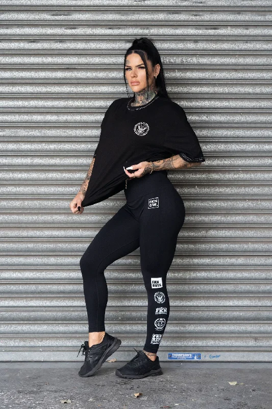 OG | Women's Oversized Pump Cover Gym T-Shirt | Black Casual Formal Business