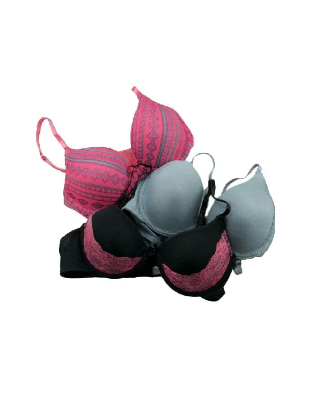 Pack Of 3 T-Shirt Bra Striped Floral Plaid