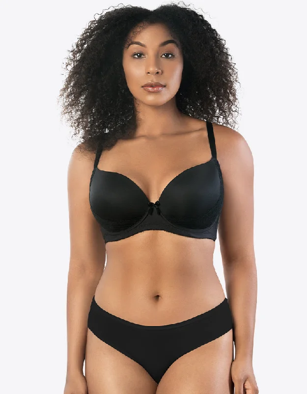 Parfait Casey Plunge T-Shirt Bra Black Lace Blend Ribbed Blend Corduroy Blend