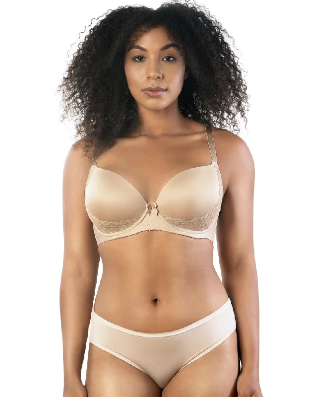 Parfait Casey Plunge T-Shirt Bra Latte Graphic Embroidered Appliqued