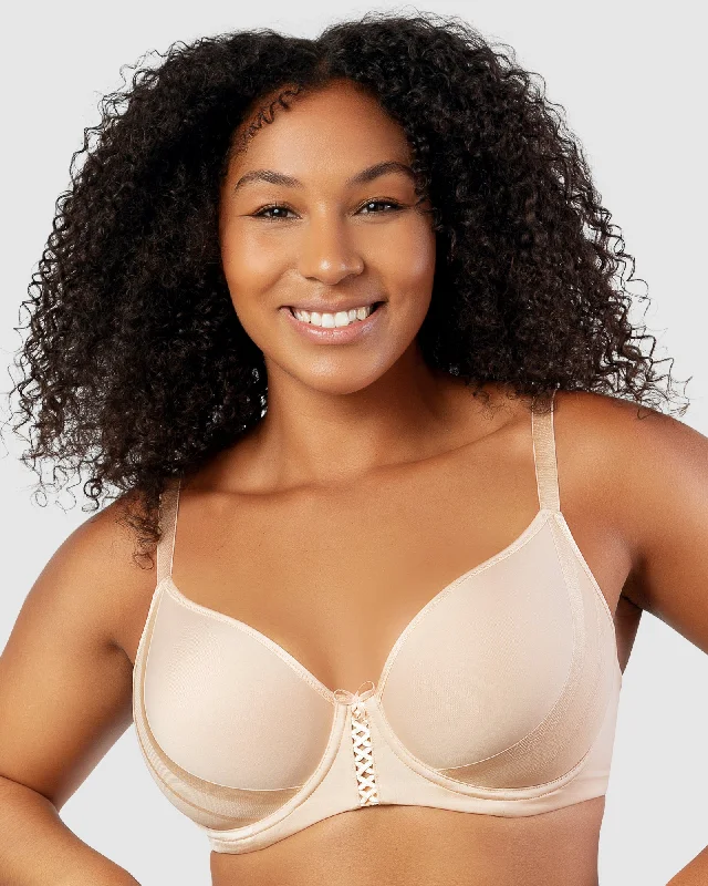 Shea Smooth & Seamless Spacer T-Shirt Bra-Bare-P6061 Polka Dot Checkered Tartan