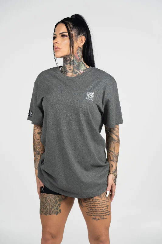 Stone | Women's Gym T-Shirt | Dark Grey Marl Terry Blend Velvet Blend Canvas Blend