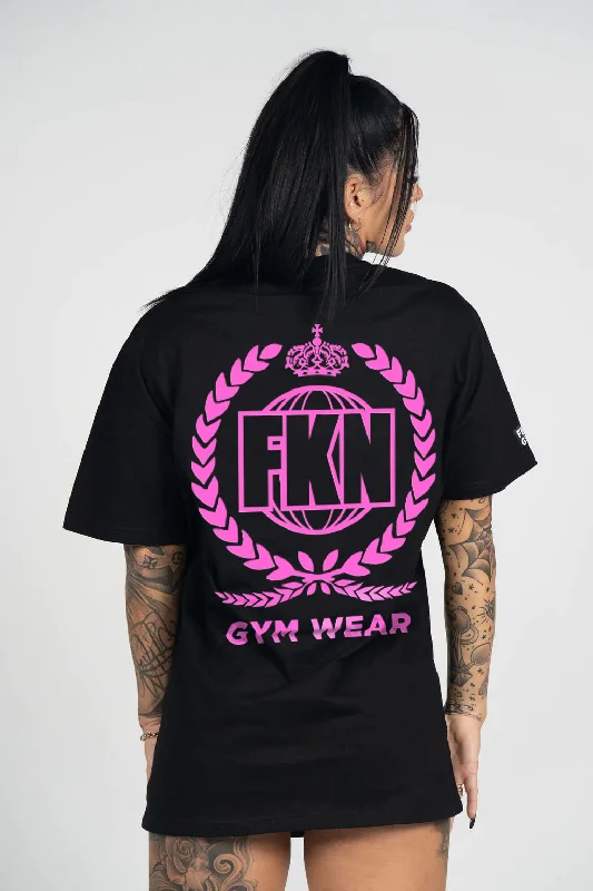 Strike | Women's Gym T-Shirt | Black / Pink Anti-Pilling Machine Wash Handmade