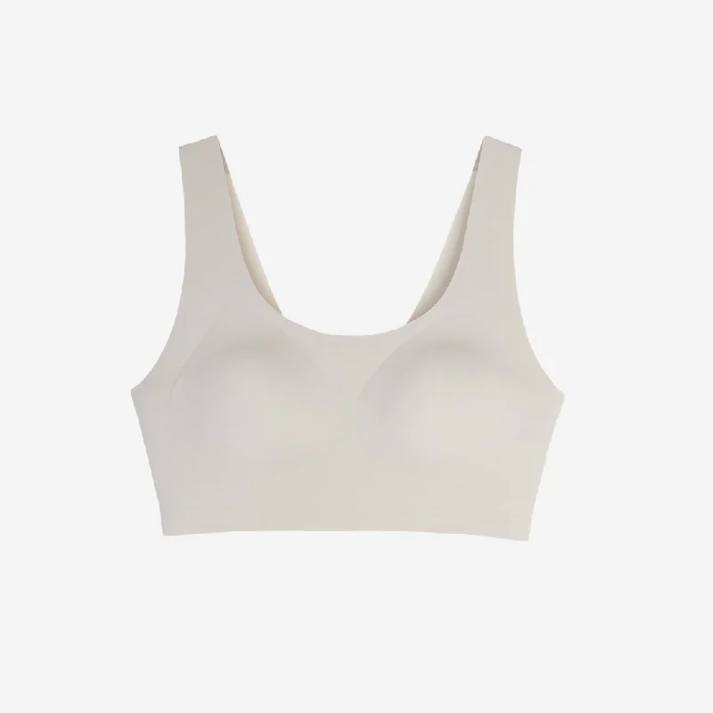 Floatley To The T-Shirt Wireless Scoop Neck Bra Front Pockets Side Pockets Patch Pockets