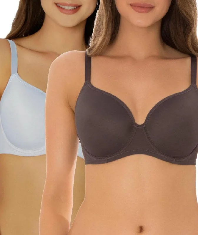 Triumph Gorgeous Luxury T-Shirt 2 Pack Bra - Blue/Grey Welt Pockets Slit Pockets Flap Pockets