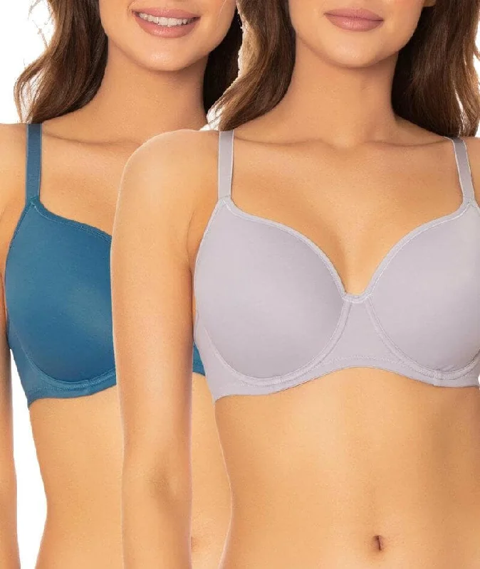 Triumph Gorgeous Luxury T-Shirt 2 Pack Bra - Turquoise/Grey Silk Blend Satin Velvet