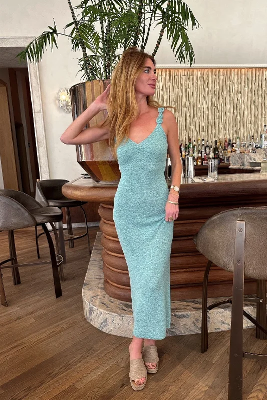 Cyrus Blue Knit Maxi Dress Elegant Velvet Maxi Dress