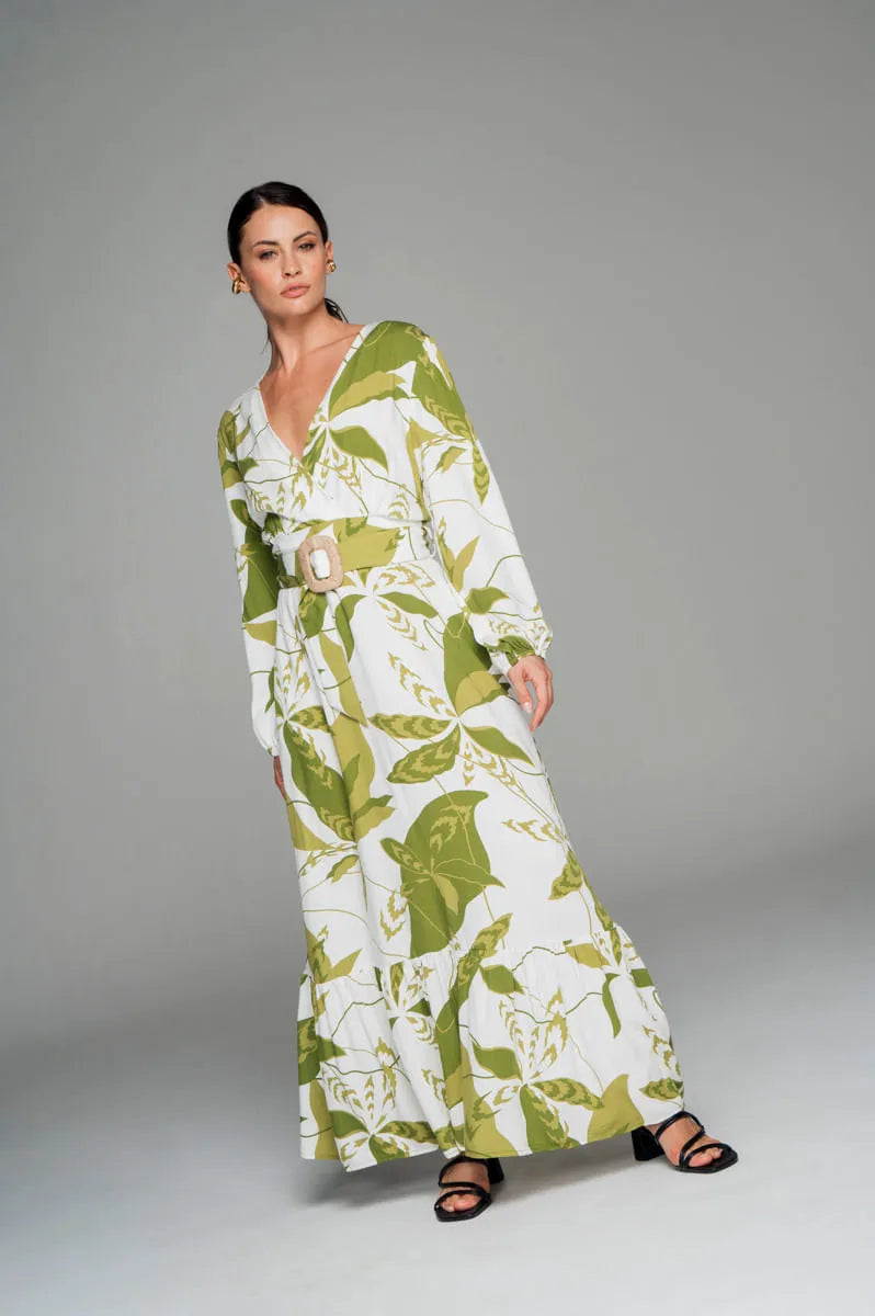 Floral Belted Maxi Dress Cozy Knitted Maxi Dress