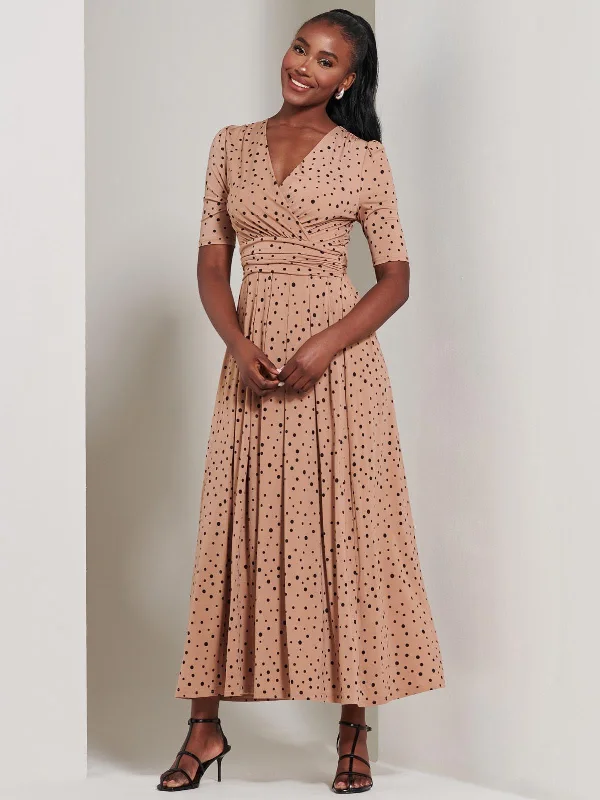 Half Sleeve Jersey Maxi Dress, Spot Multi Fashionable Button-Down Maxi Dress