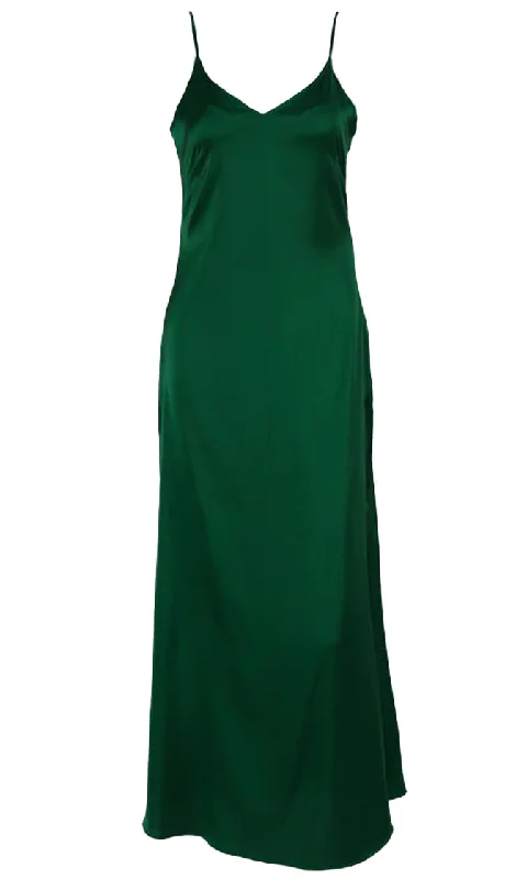 Jealous Much<br><span> Green Satin Sleeveless Spaghetti Strap V Neck Maxi Dress</span> Comfortable Bohemian Maxi Dress