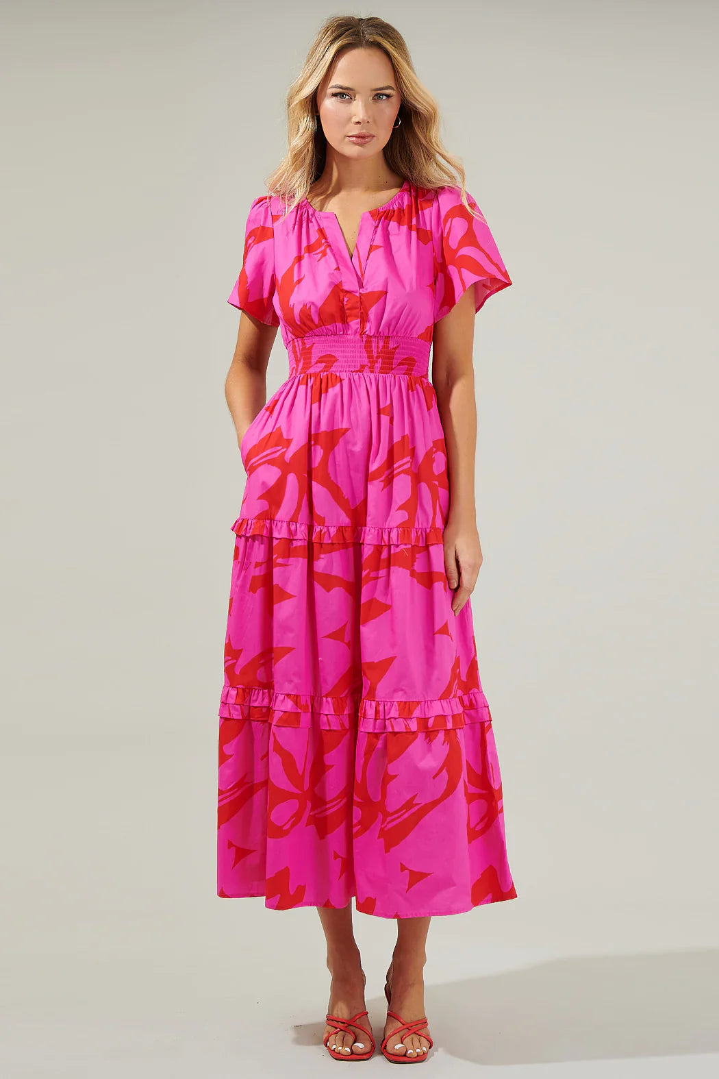 Jolene Palmer Poplin Tiered Maxi Dress Cozy Longline Maxi Dress