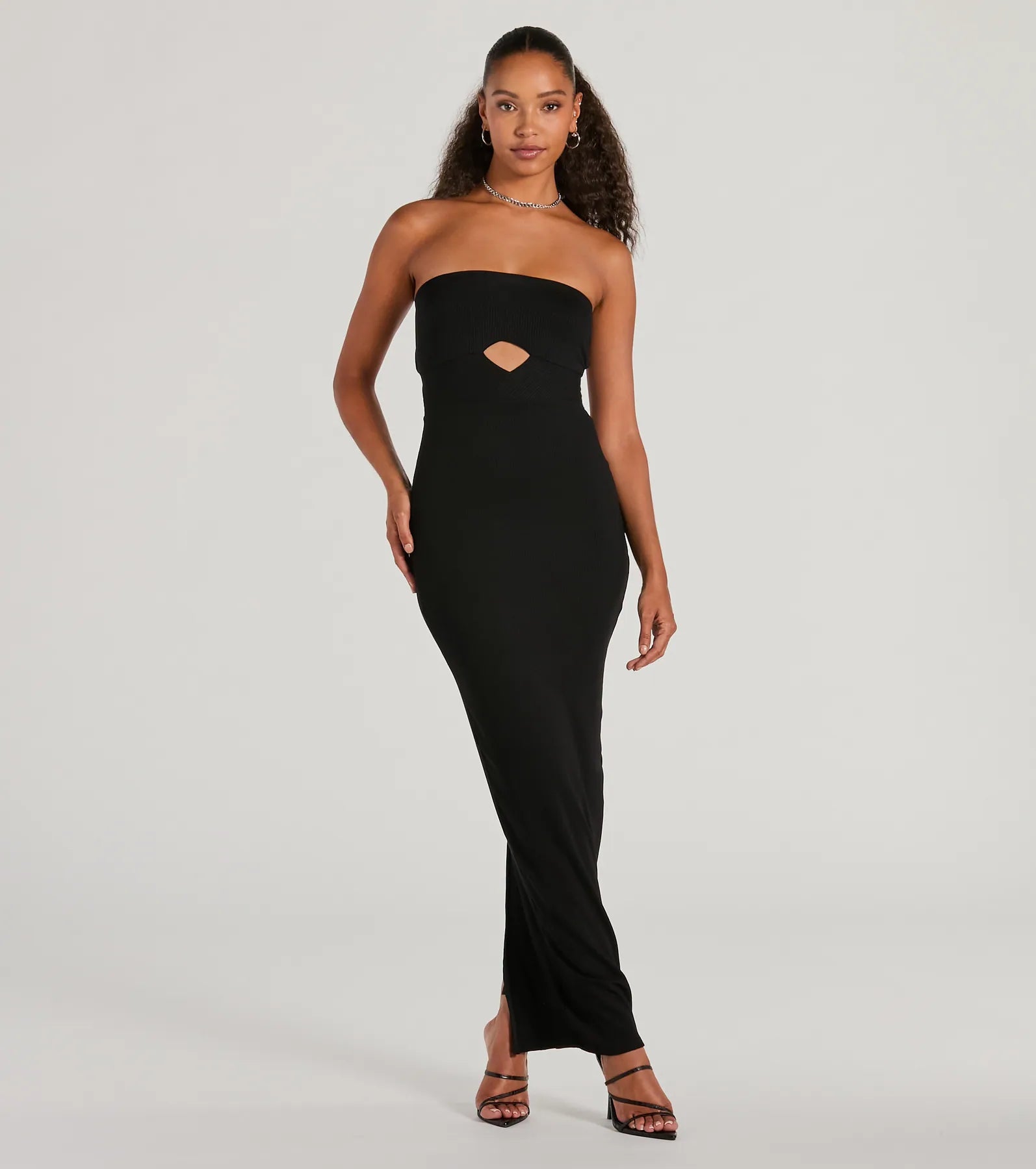 Never A Dull Moment Strapless Cutout Maxi Dress Stylish Pleated A-Line Maxi Dress