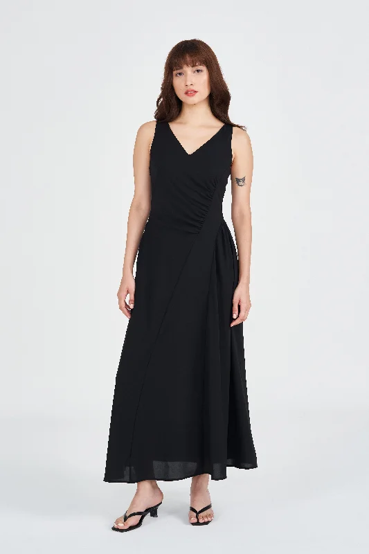 [Petite] Philippa Asymmetrical Ruched Maxi Dress Cozy Longline Maxi Dress