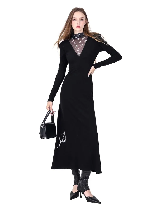 PINKSPINK Gothic Moon Maxi Dress - Black Classic Tulle Maxi Dress