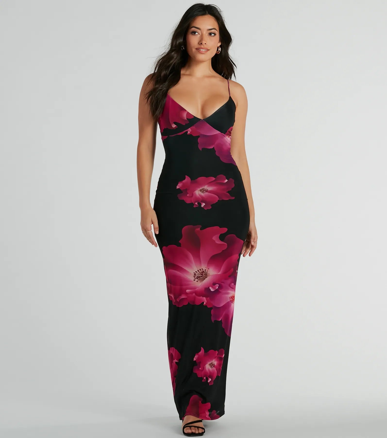 Romance That Wows Large Blossom Floral Maxi Dress Trendy Maxi Dress with Bow