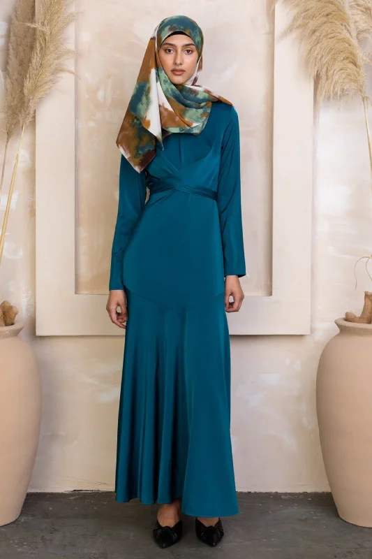 Sapphire Criss Cross Satin Maxi Dress-CLEARANCE Cozy Ribbed Maxi Dress