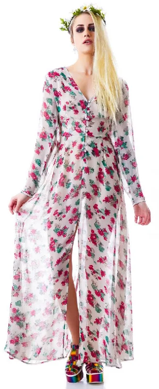 Secret Garden Floral Maxi Dress Stylish Boho Chic Maxi Dress