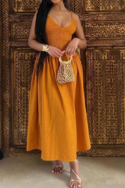 Solid Color Spliced Classic A-Line Pleated Maxi Dress Comfortable T-Shirt Maxi Dress Solid Color Spliced Classic A-Line Pleated Maxi Dress Comfortable T-Shirt Maxi Dress