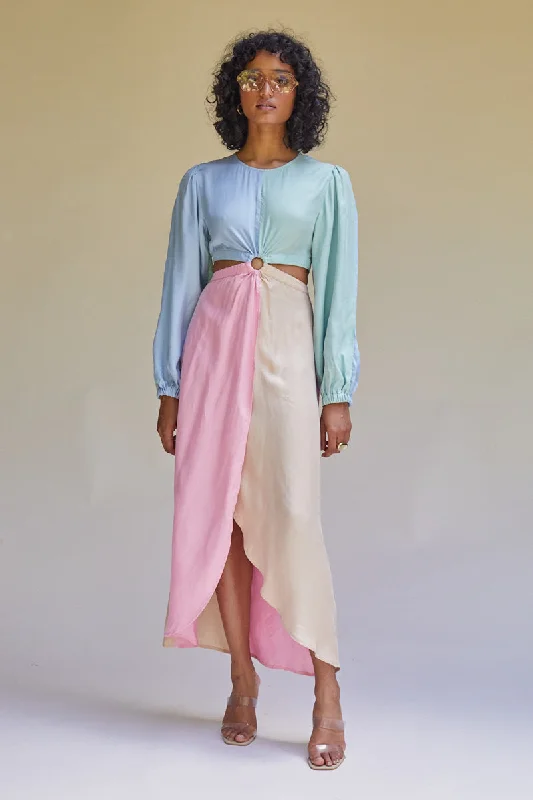 Suboo Calypso Long Sleeve Maxi Dress - Multi Elegant Velvet Maxi Dress