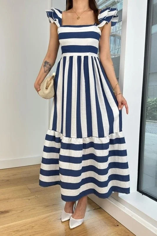 The Always Sharp Navy & White Stripe Maxi Dress Cozy Longline Maxi Dress