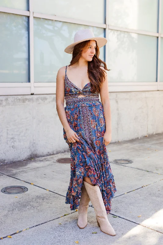 The Fall Gardens Twist Front Maxi Dress Fashionable Asymmetrical Maxi Dress