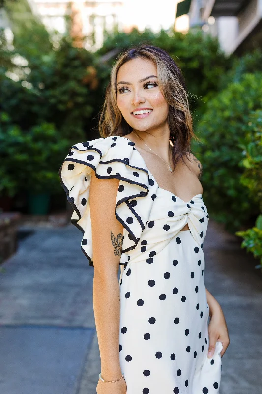 The Make A Statement Polka Dot One Shoulder Ruffle Maxi Dress Cozy Ribbed Maxi Dress The Make A Statement Polka Dot One Shoulder Ruffle Maxi Dress Cozy Ribbed Maxi Dress