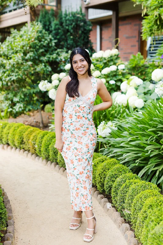 The Orange Cider Floral Print Maxi Dress Stylish Empire Waist Maxi Dress