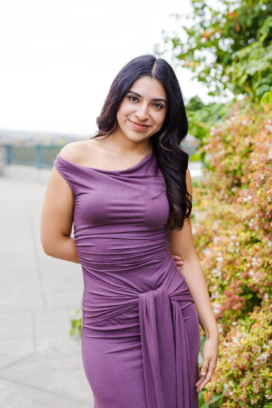 The Purple Haze Front Tie Maxi Dress Trendy Short Sleeve Maxi Dress