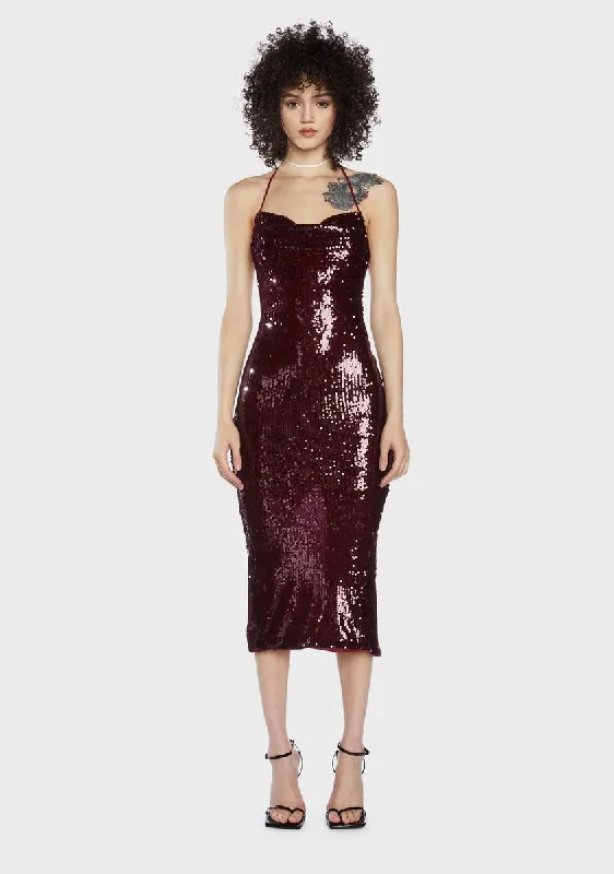 Wine Speakeasy Romance Sequin Maxi Dress Classic Tulle Maxi Dress