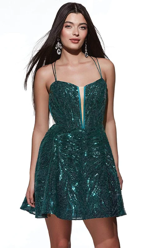 Alyce Paris 3783 - Strappy Detailed Back Sequined Cocktail Dress