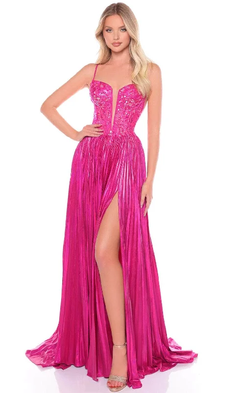Amarra 88113 - Plunging Neck A-Line Prom Gown