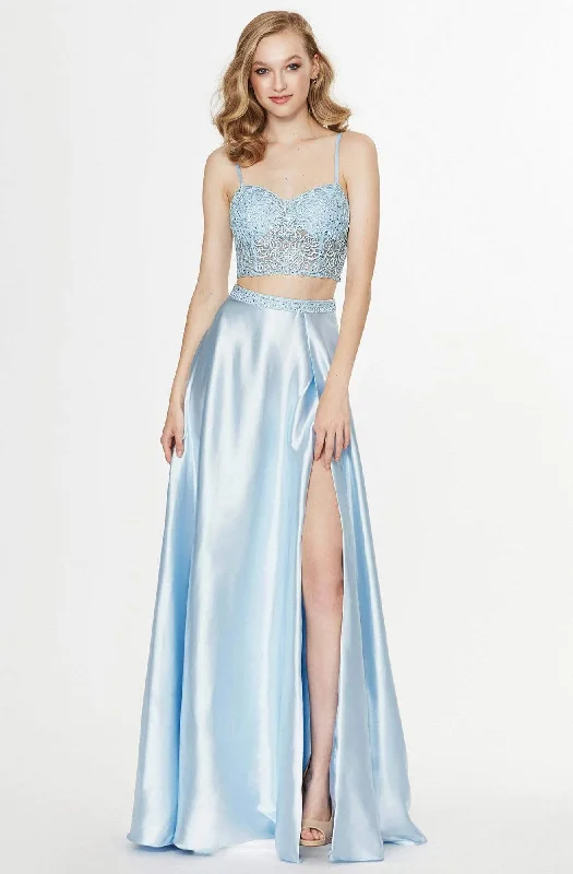 Angela & Alison - 91095 Two Piece Bedazzled Charmeuse A-line Dress