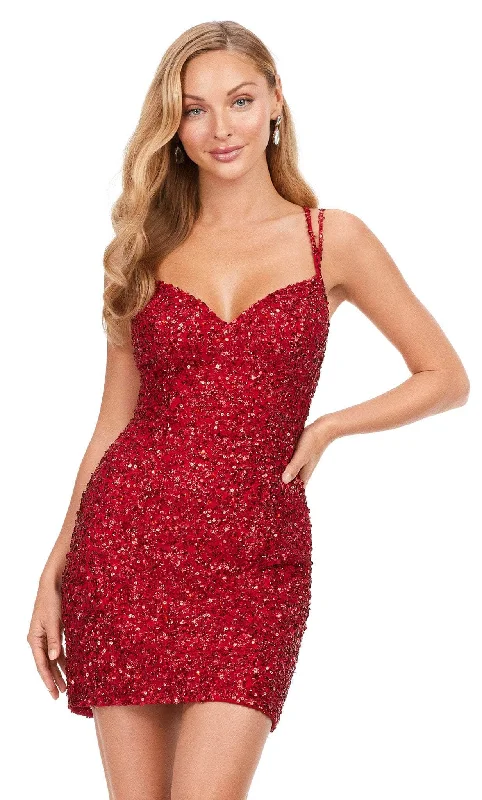 Ashley Lauren 4625 - V-Neck Sequin Cocktail Dress