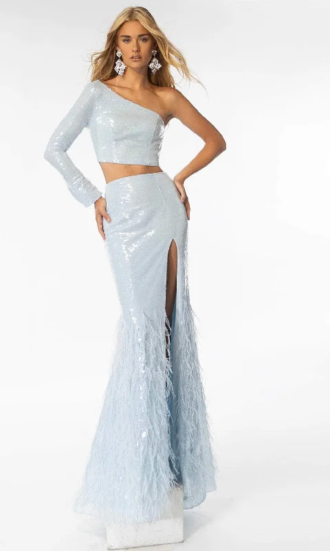 Ava Presley 39243 - Two-Piece Feather Detailed Skirt Prom Dress