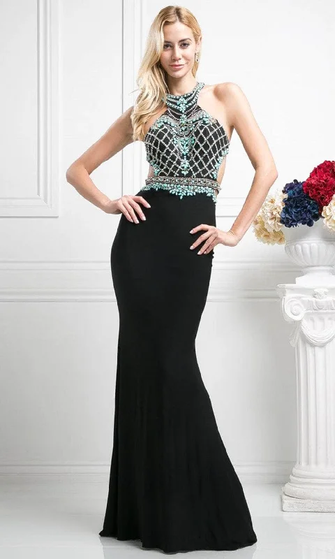 Cinderella Divine CR733 - Beaded Open Back Trumpet Gown