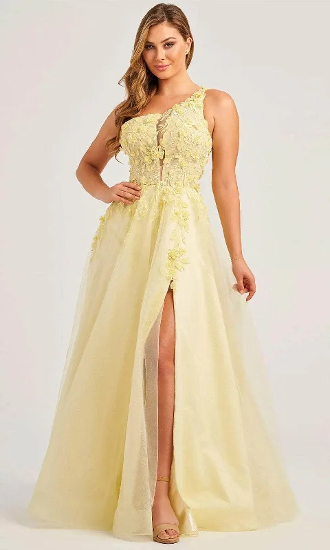 Colette By Daphne CL5124 - Applique High Slit Prom Dress