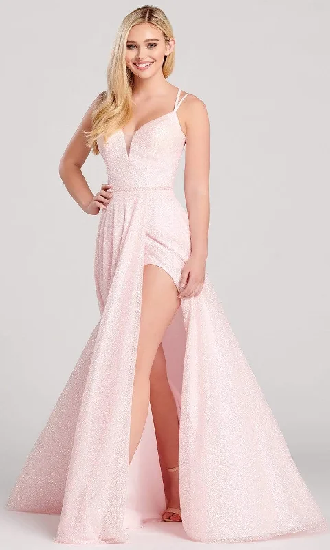 Ellie Wilde - EW22038 Plunging Sweetheart A-Line Dress with Slit