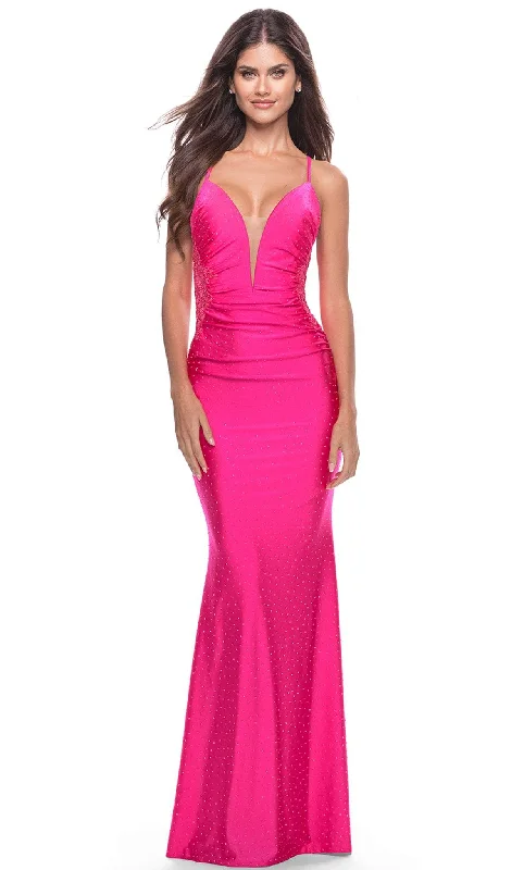 La Femme 31436 - Plunging V-Neck Embellished Long Prom Dress